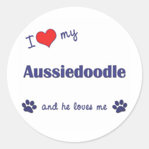 Ich Liebe mein Aussiedler (Männerhund) Runder Aufkleber