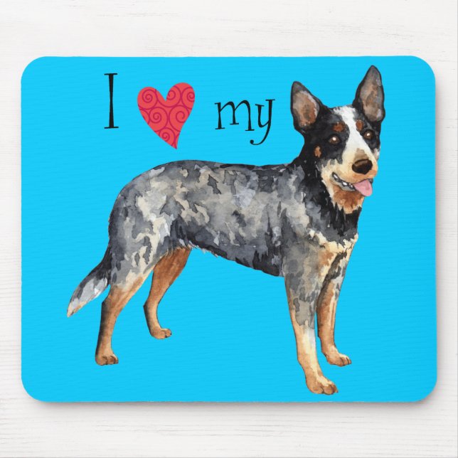 Ich Liebe mein australischer Rinderhund Mousepad (Vorne)