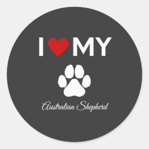 Ich Liebe mein australischer Schäferhund-individue Runder Aufkleber