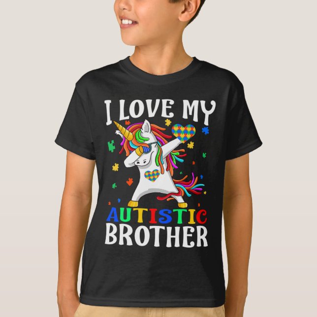 Ich Liebe mein Autistischer Bruder Autismus Bewuss T-Shirt (Vorderseite)
