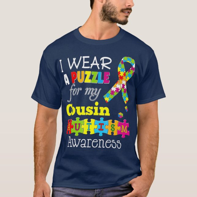 Ich Liebe mein Autistischer Cousin Autismus-Bewuss T-Shirt (Vorderseite)