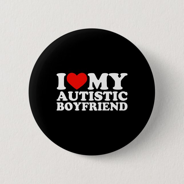 Ich Liebe mein Autistischer Freund Herzstück Mein  Button (Vorderseite)
