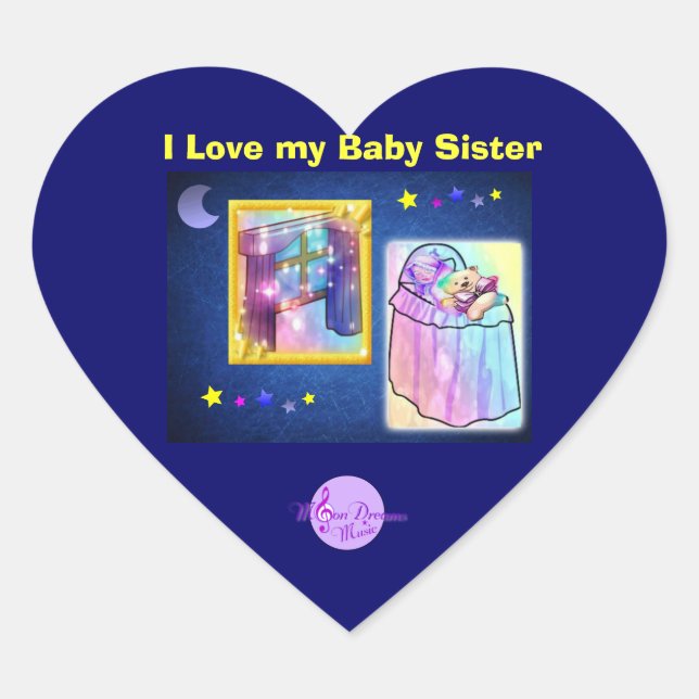 Ich Liebe mein Babyschwester Herzsticker Herz-Aufkleber (Vorderseite)