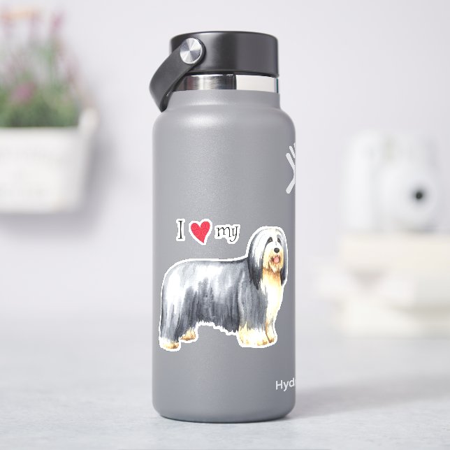 Ich Liebe mein Bartett Collie Vinyl Sticker (HydroFlask)