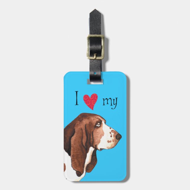 Ich Liebe mein Basset Hound Gepäckanhänger (Vorderseite vertikal)