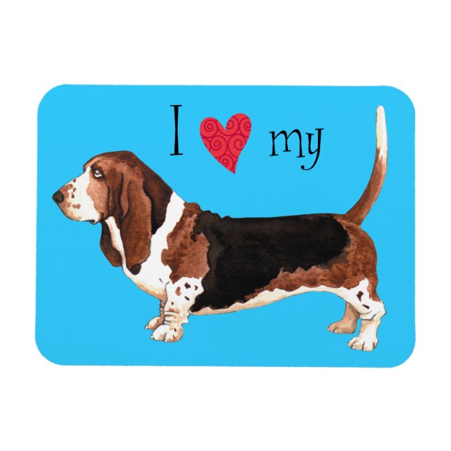 Ich Liebe mein Basset Hound Magnet (Horizontal)