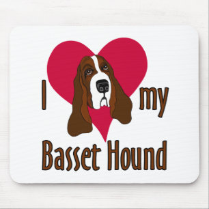 Ich Liebe mein Basset Hund Niedlich Hund im Herzen Mousepad