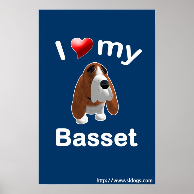 Ich Liebe mein Basset-Poster Poster (Vorne)