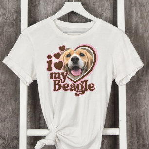 Ich Liebe mein Beagle Custom Pink Heart Foto T-Shirt