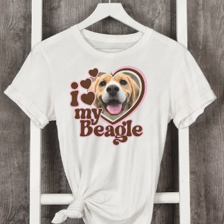 Ich Liebe mein Beagle Custom Pink Heart Foto T-Shirt