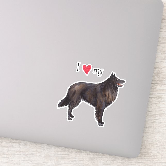 Ich Liebe mein belgisches Schafhund Vinyl Sticker (Detail)