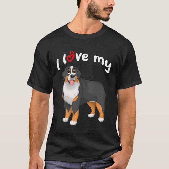 Ich Liebe mein Berner Hund T-Shirt (Vorderseite)