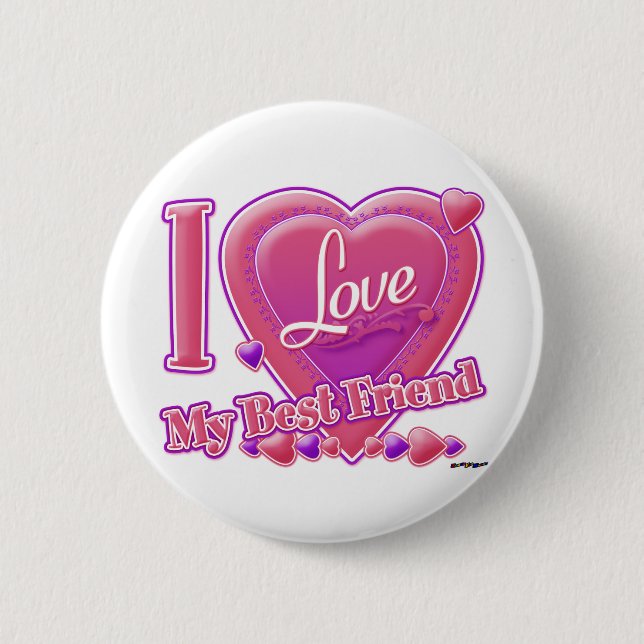 Ich Liebe mein bester Freund rosa/lila - Herzen Button (Vorderseite)