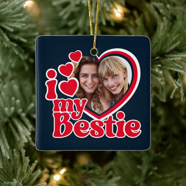 Ich Liebe mein Bestie Foto Custom Keramikornament (Baum)