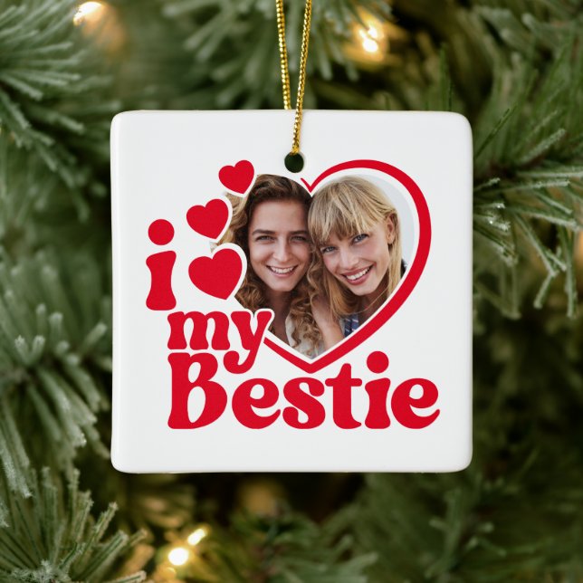 Ich Liebe mein Bestie Foto Custom Keramikornament (Baum)