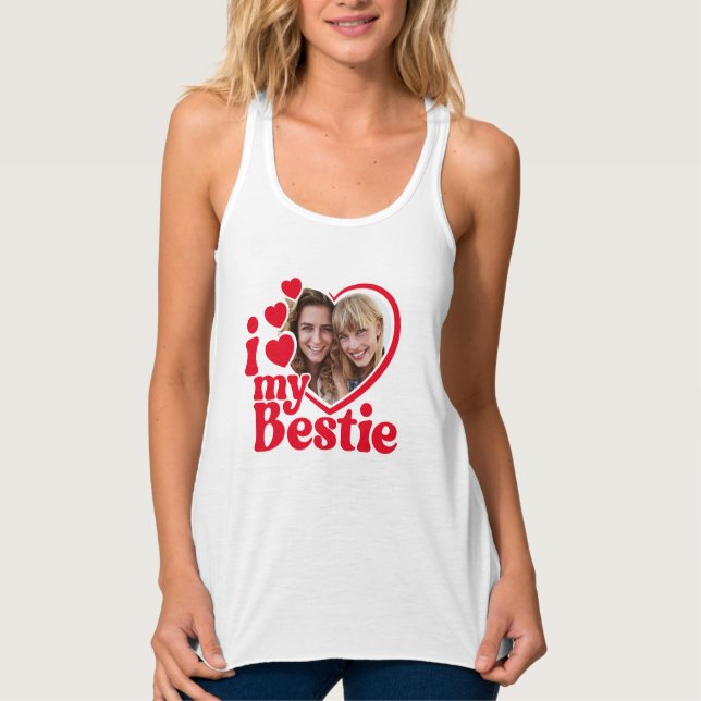 Ich Liebe mein Bestie Foto Custom Tank Top (Vorderseite)