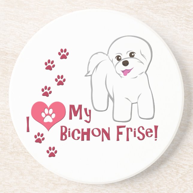Ich Liebe mein Bichon Frise! Getränkeuntersetzer (Vorne)