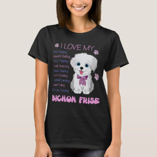 Ich Liebe mein Bichon Frise Hund Geschenk T-Shirt