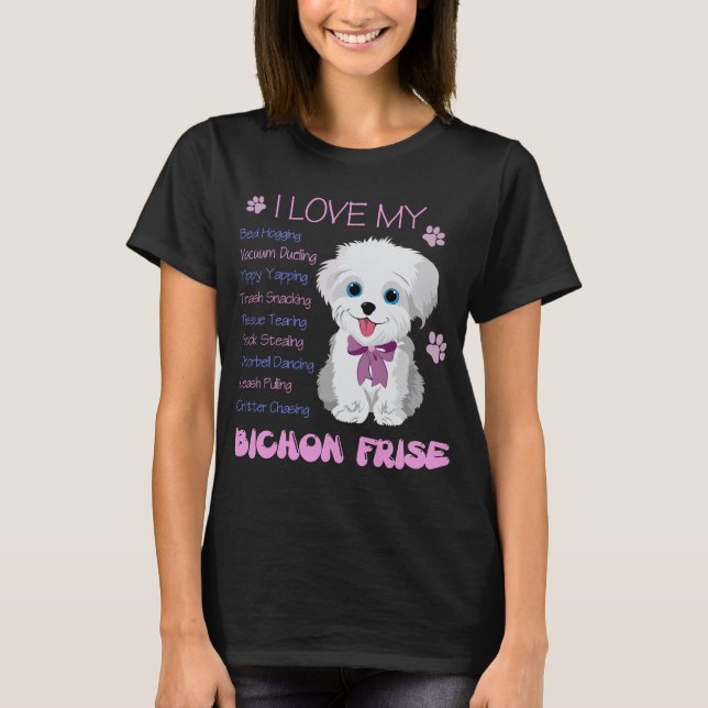 Ich Liebe mein Bichon Frise Hund Geschenk T-Shirt (Vorderseite)