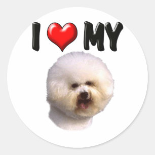 Ich Liebe mein Bichon Frise Runder Aufkleber
