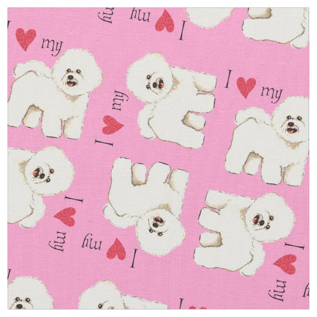 Ich Liebe mein Bichon Stoff (Nahaufnahme)