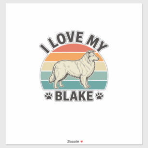 Ich liebe mein Blake-Hund Retro-Gravurdesign_1 Aufkleber