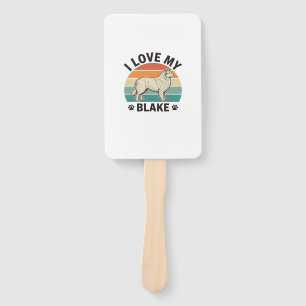 Ich liebe mein Blake-Hund Retro-Gravurdesign_1 Fächer