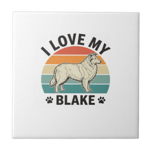Ich liebe mein Blake-Hund Retro-Gravurdesign_1 Fliese