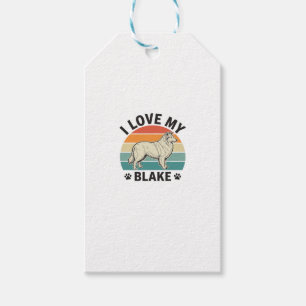 Ich liebe mein Blake-Hund Retro-Gravurdesign_1 Geschenkanhänger