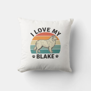 Ich liebe mein Blake-Hund Retro-Gravurdesign_1 Kissen