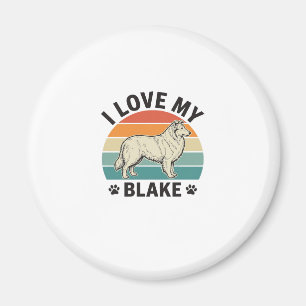 Ich liebe mein Blake-Hund Retro-Gravurdesign_1 Magnet