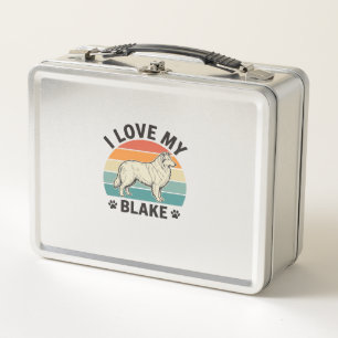 Ich liebe mein Blake-Hund Retro-Gravurdesign_1 Metall Brotdose