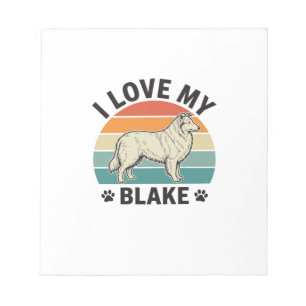 Ich liebe mein Blake-Hund Retro-Gravurdesign_1 Notizblock