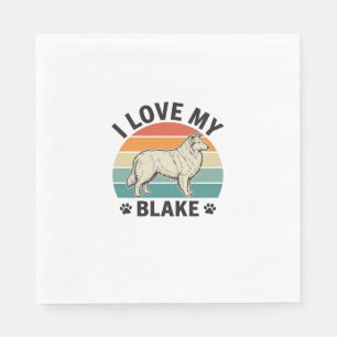 Ich liebe mein Blake-Hund Retro-Gravurdesign_1 Serviette