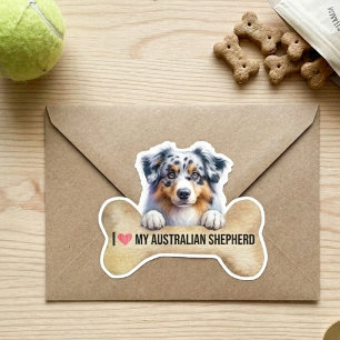 Ich liebe mein Blue Merle Australian Shepherd Hund Aufkleber