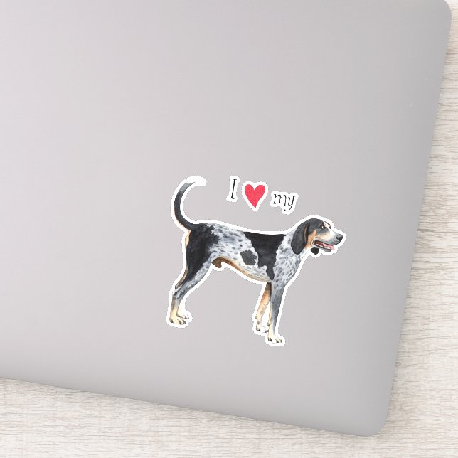 Ich Liebe mein Bluetick Coonhound Vinyl Sticker (Detail)