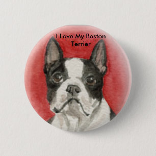 "Ich Liebe mein Boston-Terrier-" Hundekunst-Knopf Button