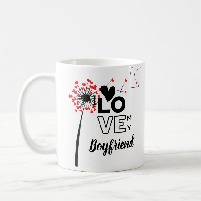 Ich Liebe mein BOYFRIEND - Moderne personalisierte Kaffeetasse (Links)