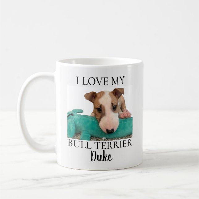 Ich Liebe mein Bull Terrier Hund Rasse Foto Name Kaffeetasse (Links)