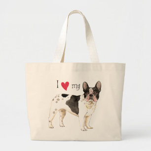Ich Liebe mein Bulldog Jumbo Stoffbeutel