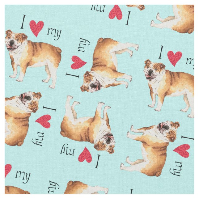 Ich Liebe mein Bulldog Stoff (Nahaufnahme)