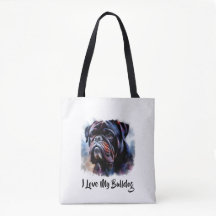 Ich Liebe mein Bulldog Tote Bag