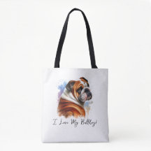 Ich Liebe mein Bulldog Tote Bag