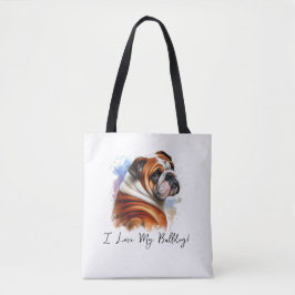 Ich Liebe mein Bulldog Tote Bag