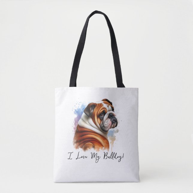 Ich Liebe mein Bulldog Tote Bag (Vorderseite)