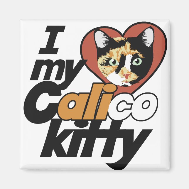 Ich Liebe mein Calico Kitty Magnet (Vorne)