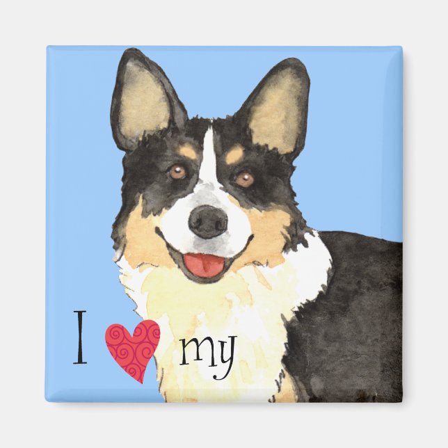 Ich Liebe mein Cardigan Welsh Corgi Magnet (Vorne)