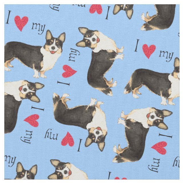 Ich Liebe mein Cardigan Welsh Corgi Stoff (Nahaufnahme)