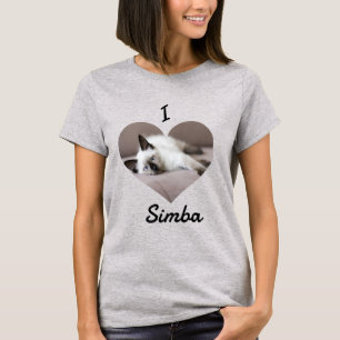 Ich Liebe mein Cat Custom Pet Foto und Name T-Shirt