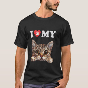 Ich liebe mein Cat Foldex Kätzchen Lustiger Katzen T-Shirt